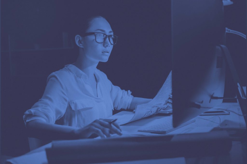 Girl working at computer