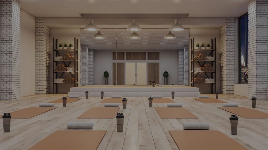 yoga studio prepared for a class about to begin