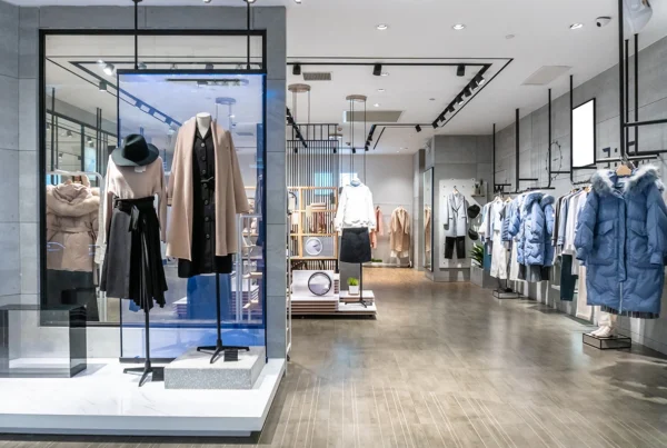 A clothing store empty in preparation for black friday crowds